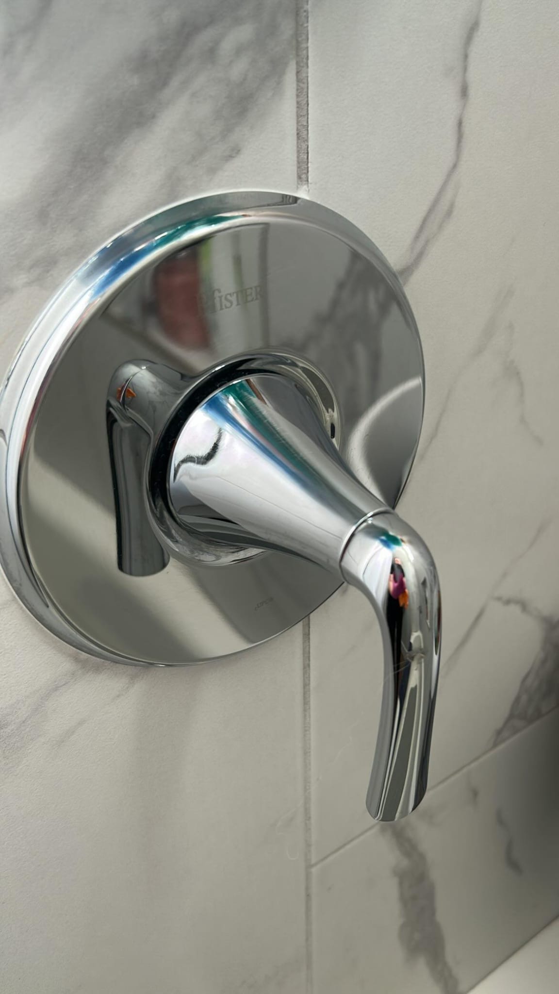 Mirror polished chrome shower control