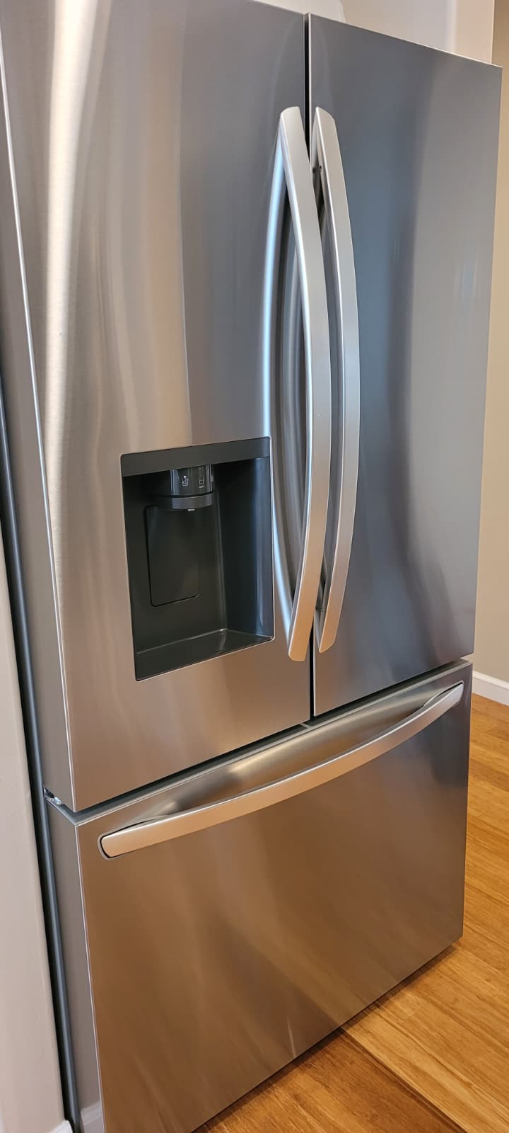 Clean stainless French door refrigerator